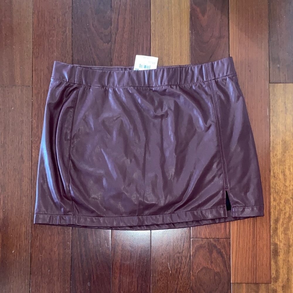 American Eagle Outfitters Burgundy Faux Leather Mini Skirt
